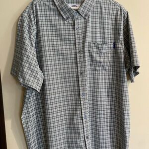 AFTCO Green and White Plaid Short-Sleeve Button-Down Shirt